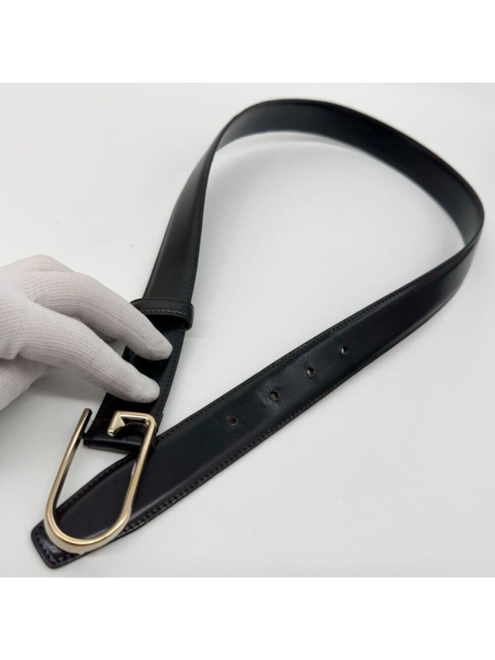 Gucci Vintage Belt Gold and Black Leather - Picture 5 of 9